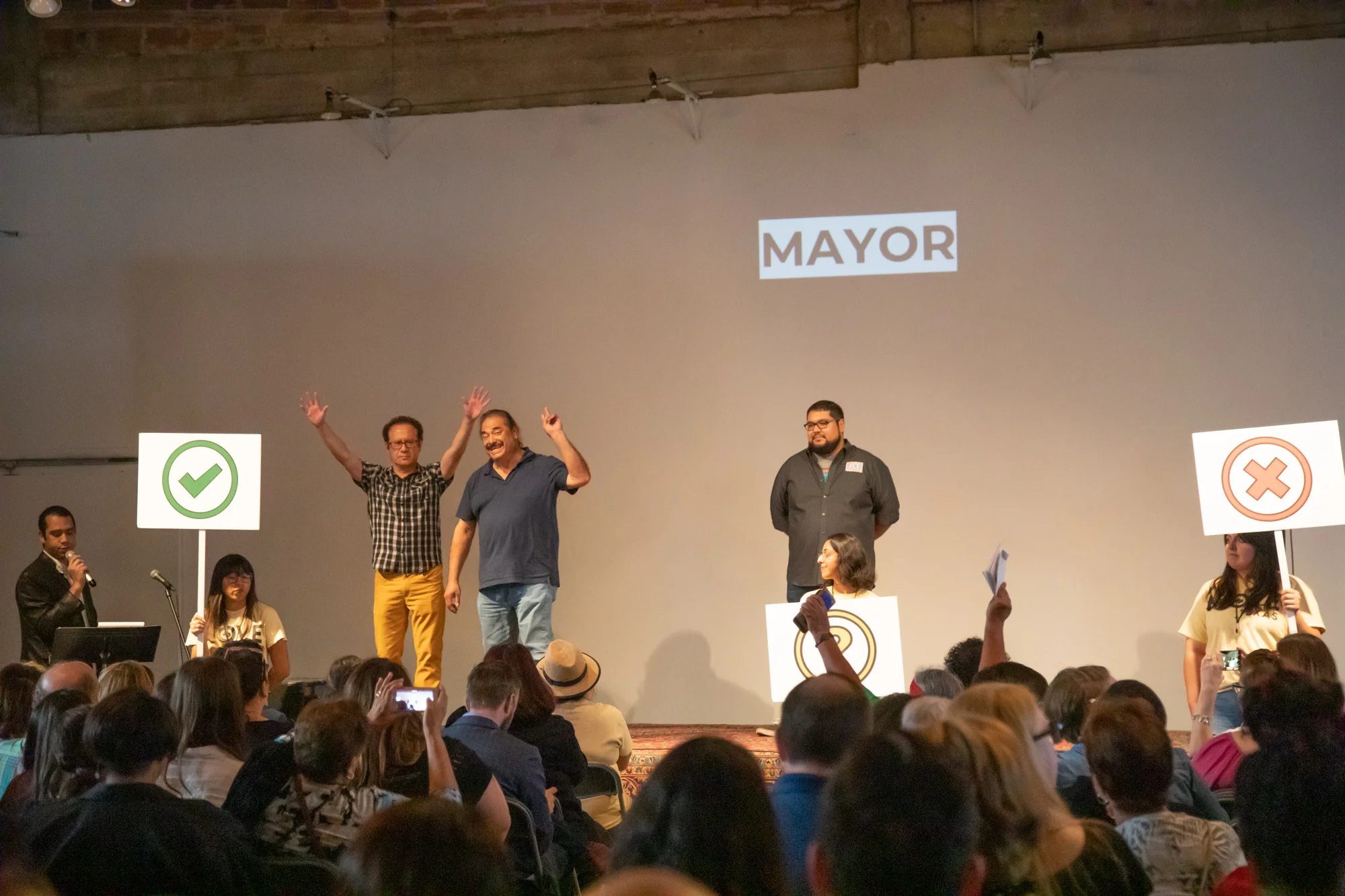 Mayoral candidates take the stage. (Photo Credit: Joel Pena, SA Sentinel Photographer )