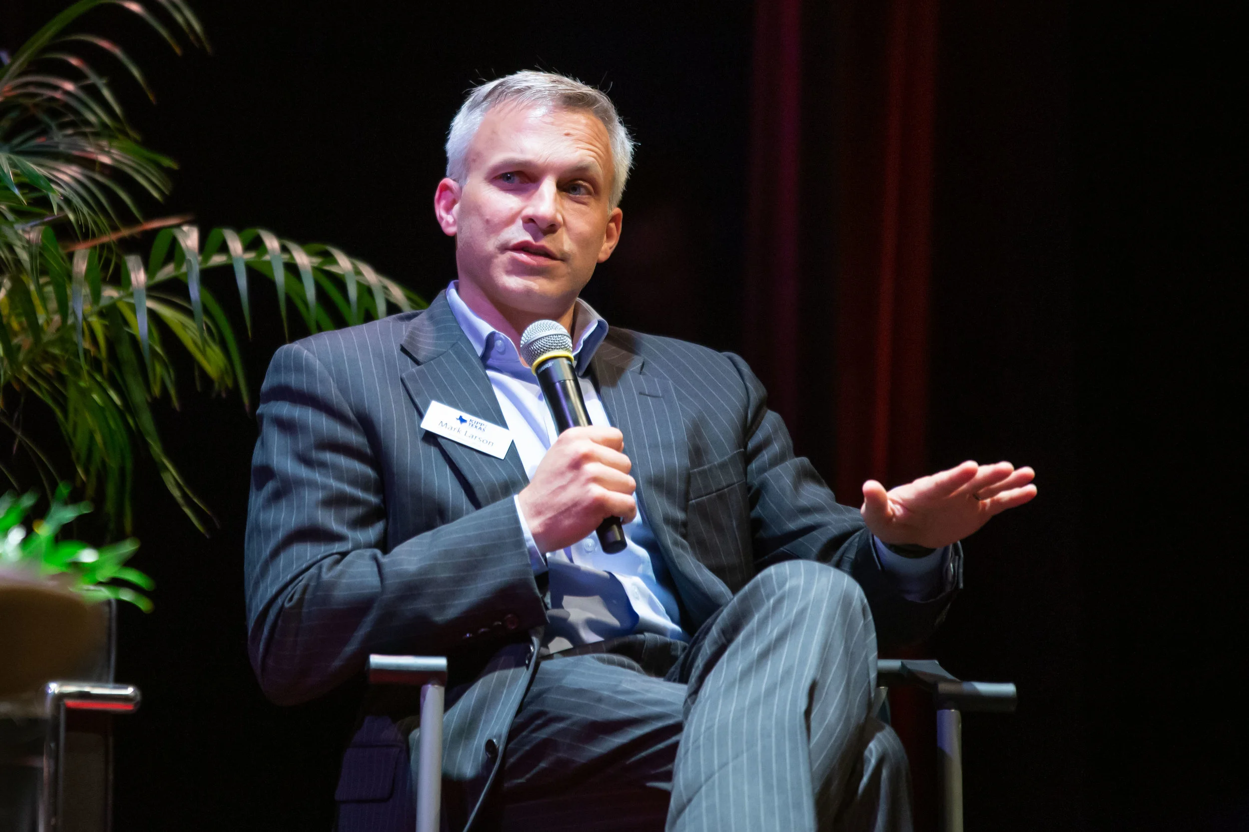 Mark Larson speaks to the issue of education. (Photo by GA Media Productions .)