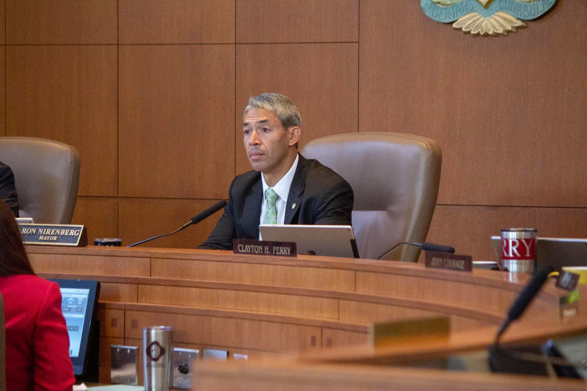 Mayor Nirenberg sits in the A-Session meeting. (Photo by William Timmerman )
