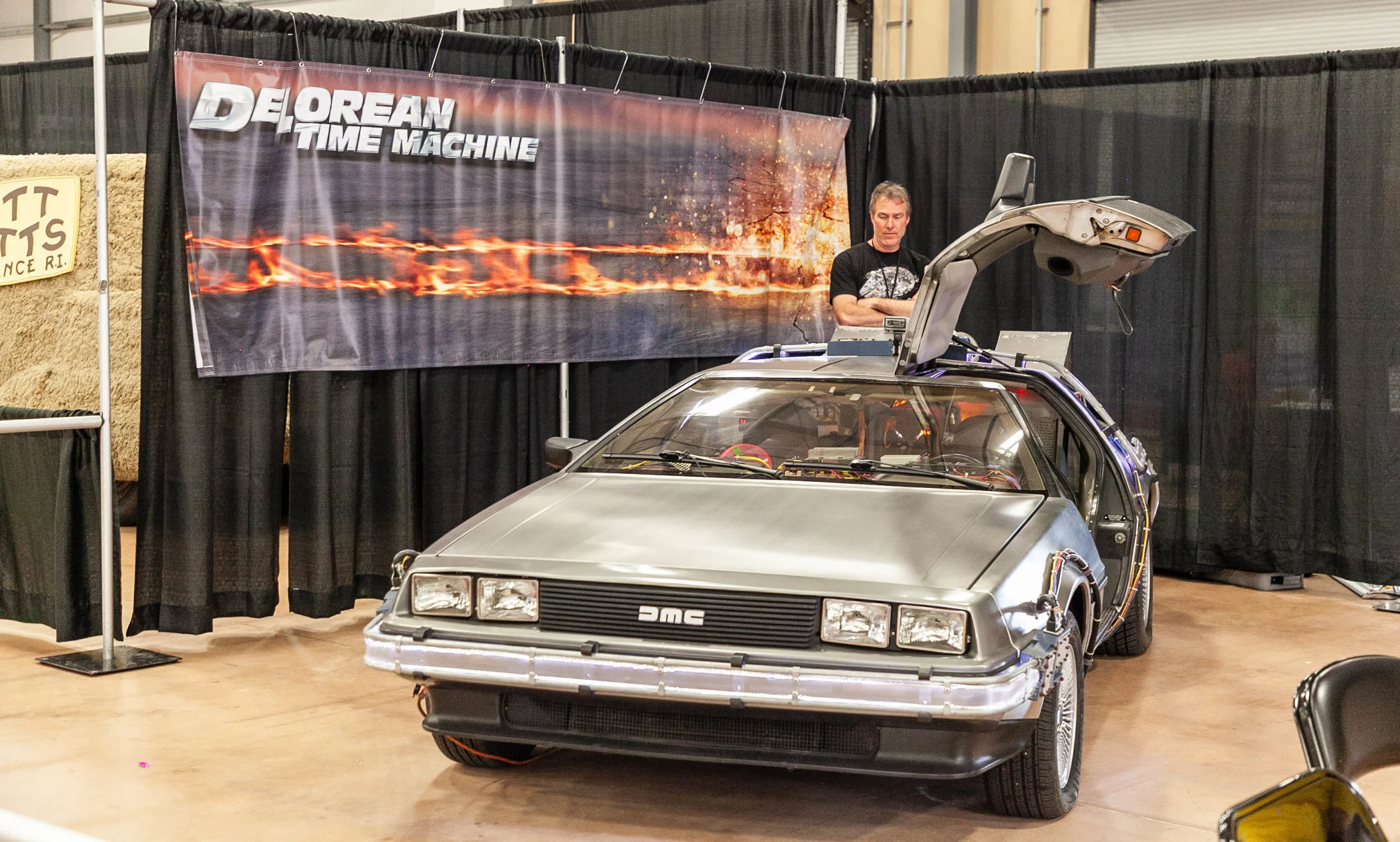 The Back to the Future DeLorean sits on display at the Fan Fest. (Photo by Luis Vazquez.)