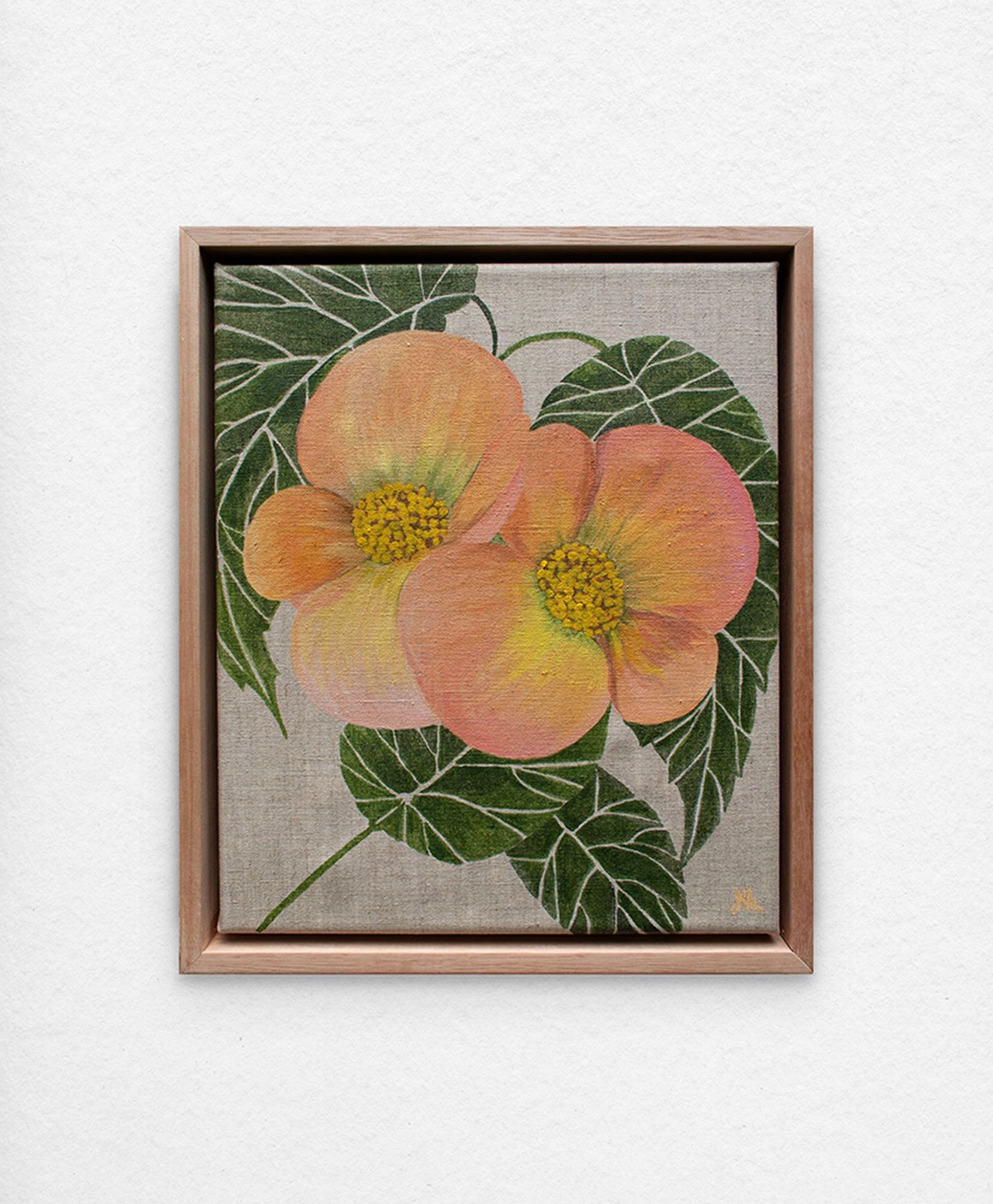 'Begonia Conservatory – Cinnabarina.' Synthetic polymer paint on linen.
33 x 28cm framed. $375 (+ GST for Aust)