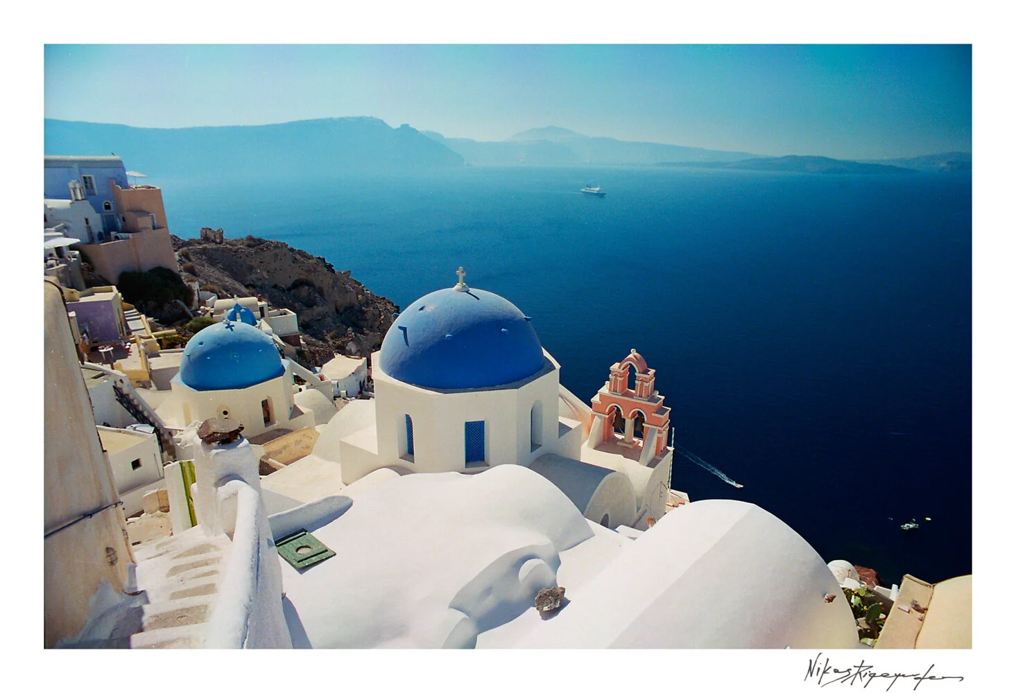 Santorini Blue Dome picture, print for sale.