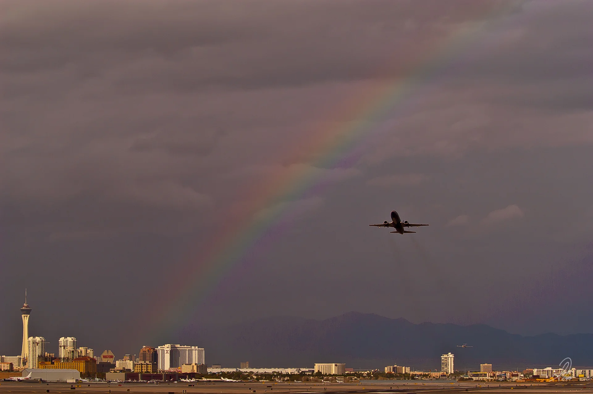 Rainbow Over the Las Vegas Strip from McCarran Airport