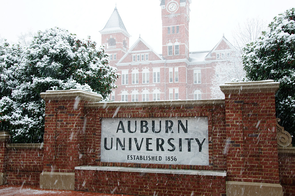 Samford Hall in Snow