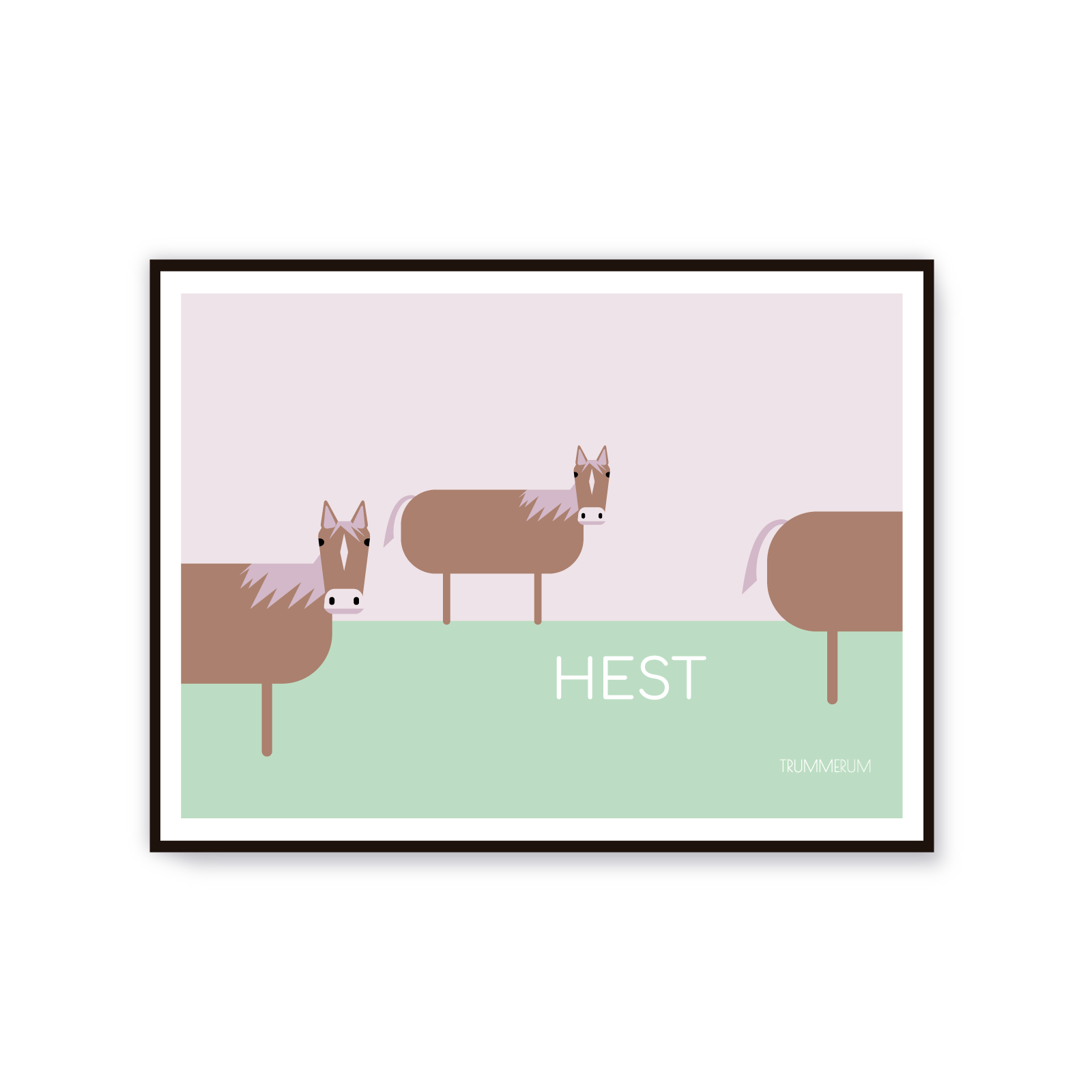 Hest - 40 x 30 cm - Lilla himmel