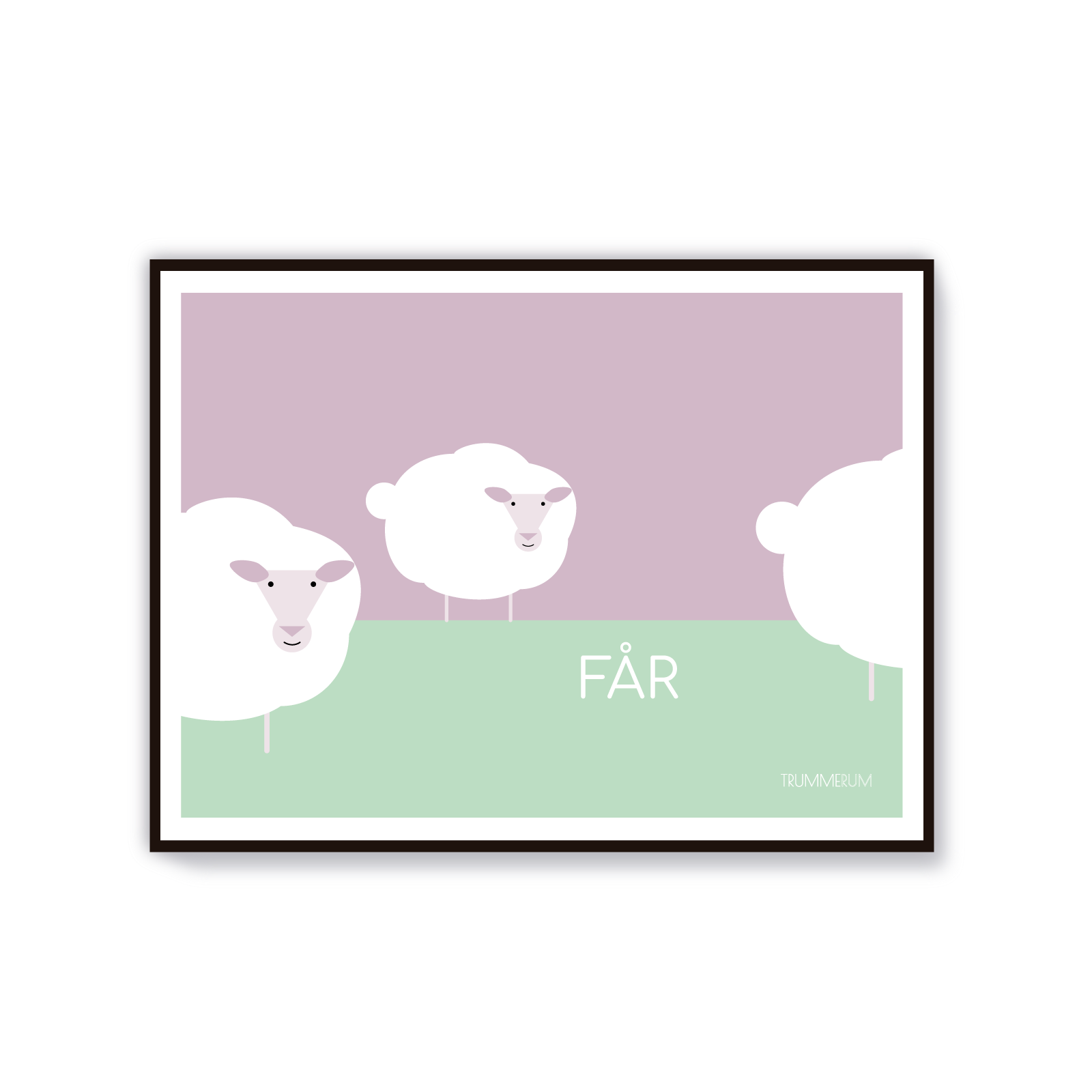 Får - 40 x 30 cm - Lilla himmel