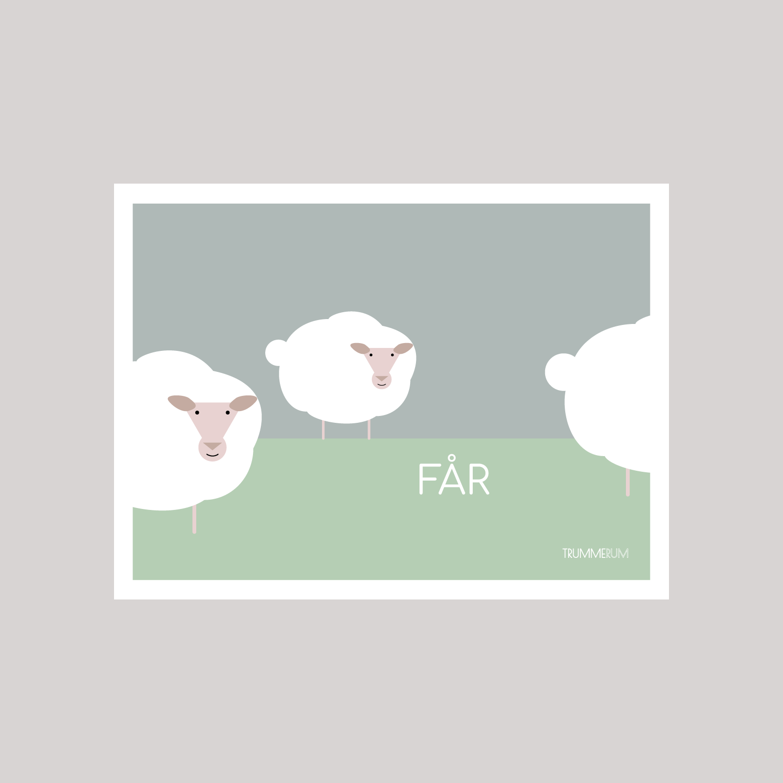 Får - 40 x 30 cm - Blå himmel