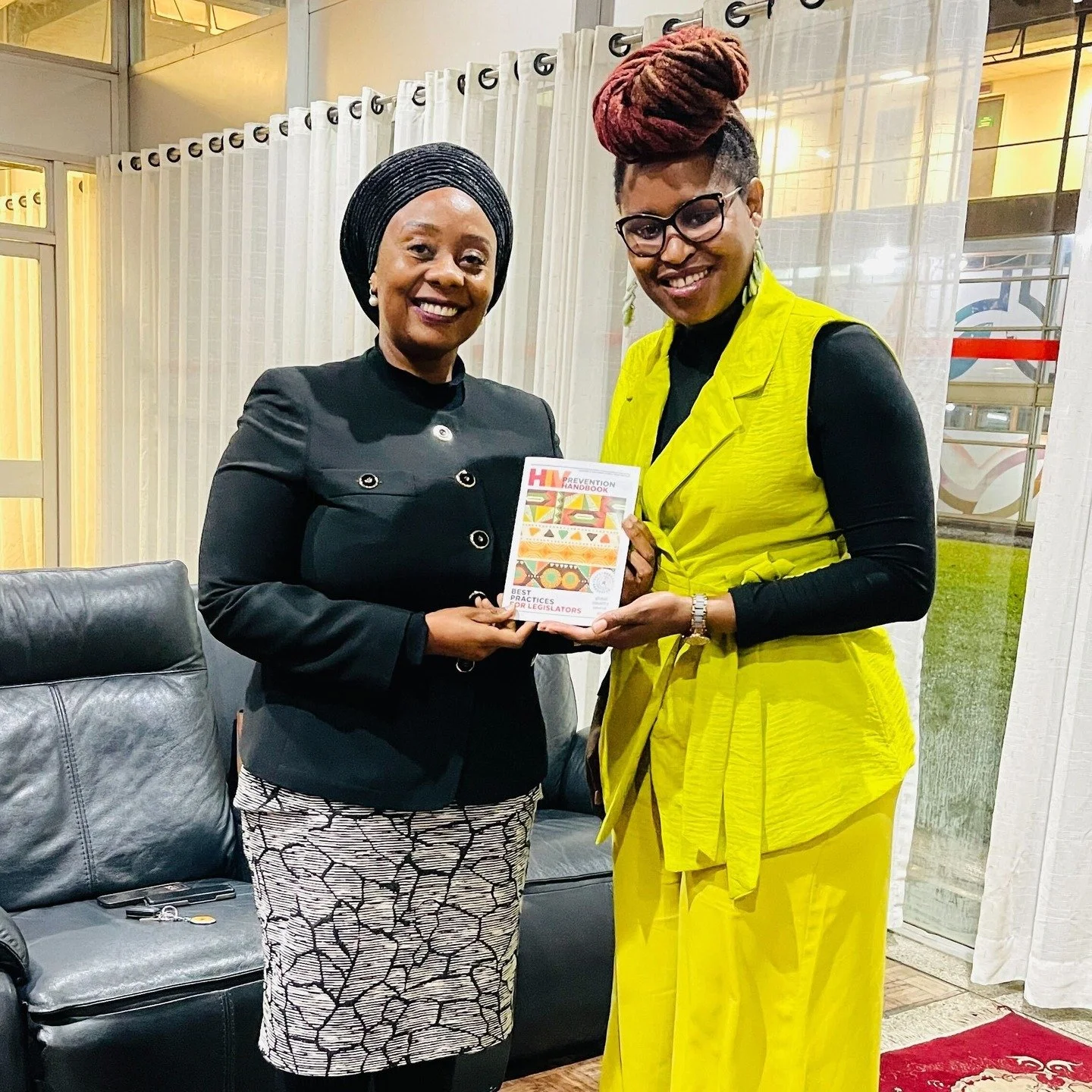 As part of an official visit to Zambia, GEC Regional Manager for Africa Tshepo R. Kgositau met with Hon. Sibongile Mwamba to discuss our mission to advance equality.
We presented GEC's Eastern & Southern Africa HIV Prevention Handbook to highli
