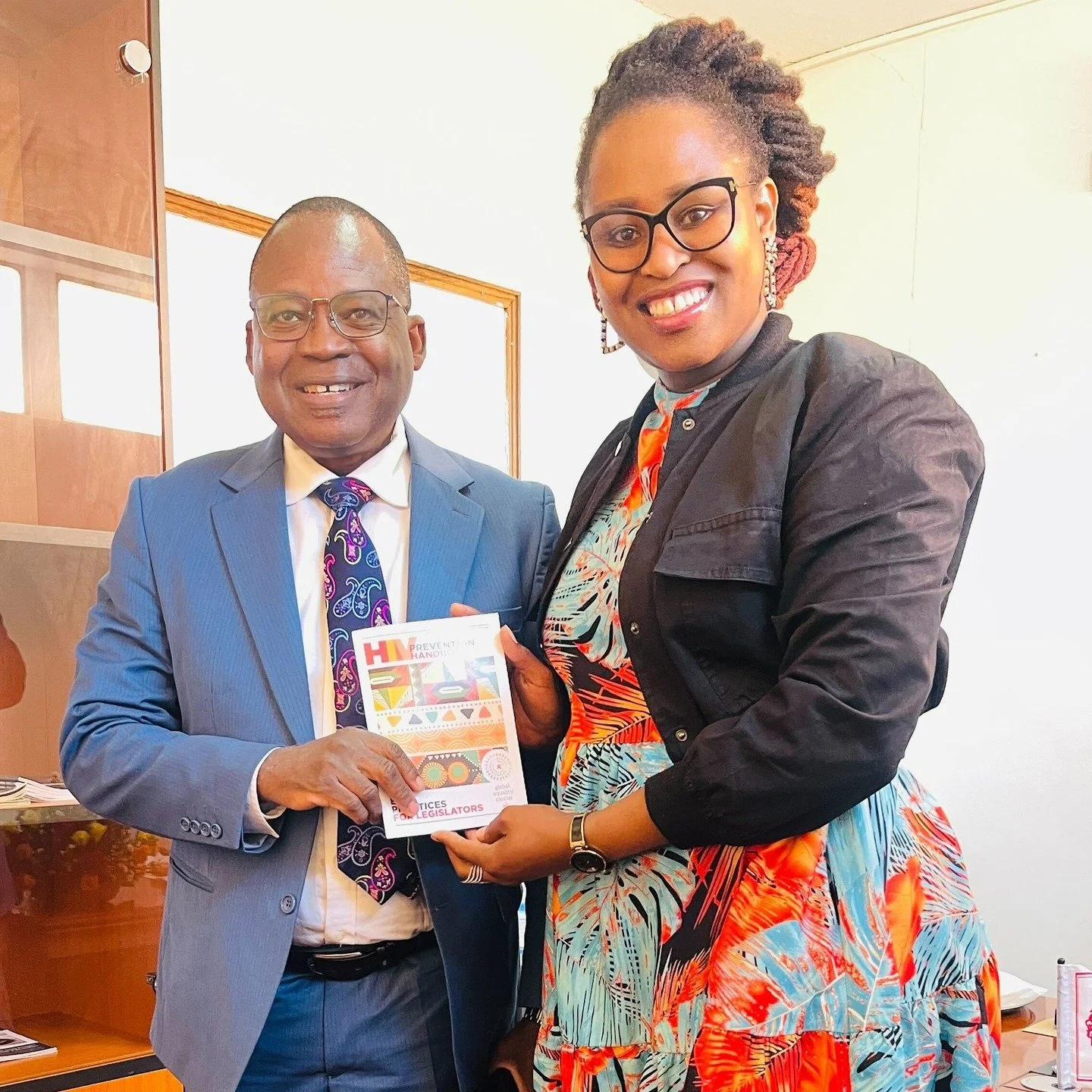 As part of an official visit to Zambia, GEC Regional Manager for Africa Tshepo R. Kgositau met with Hon. Dr. Christopher Kalila to discuss our mission to advance equality. We presented GEC's Eastern & Southern Africa HIV Prevention Handbook to hi