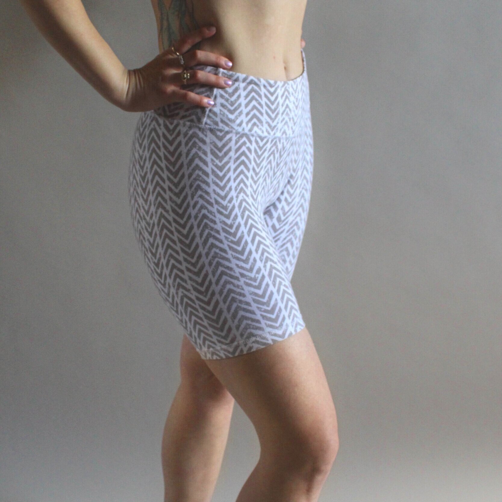 White Chevron Shorts