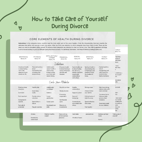 Divorce Worksheet, divorce worksheet, divorce recovery, healing after divorce, recovering after divorce, divorce trauma, care for self during divorce, relationship worksheet, needs during divorce