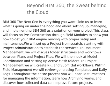  Beyond BIM 360, the Sweat behind the Cloud