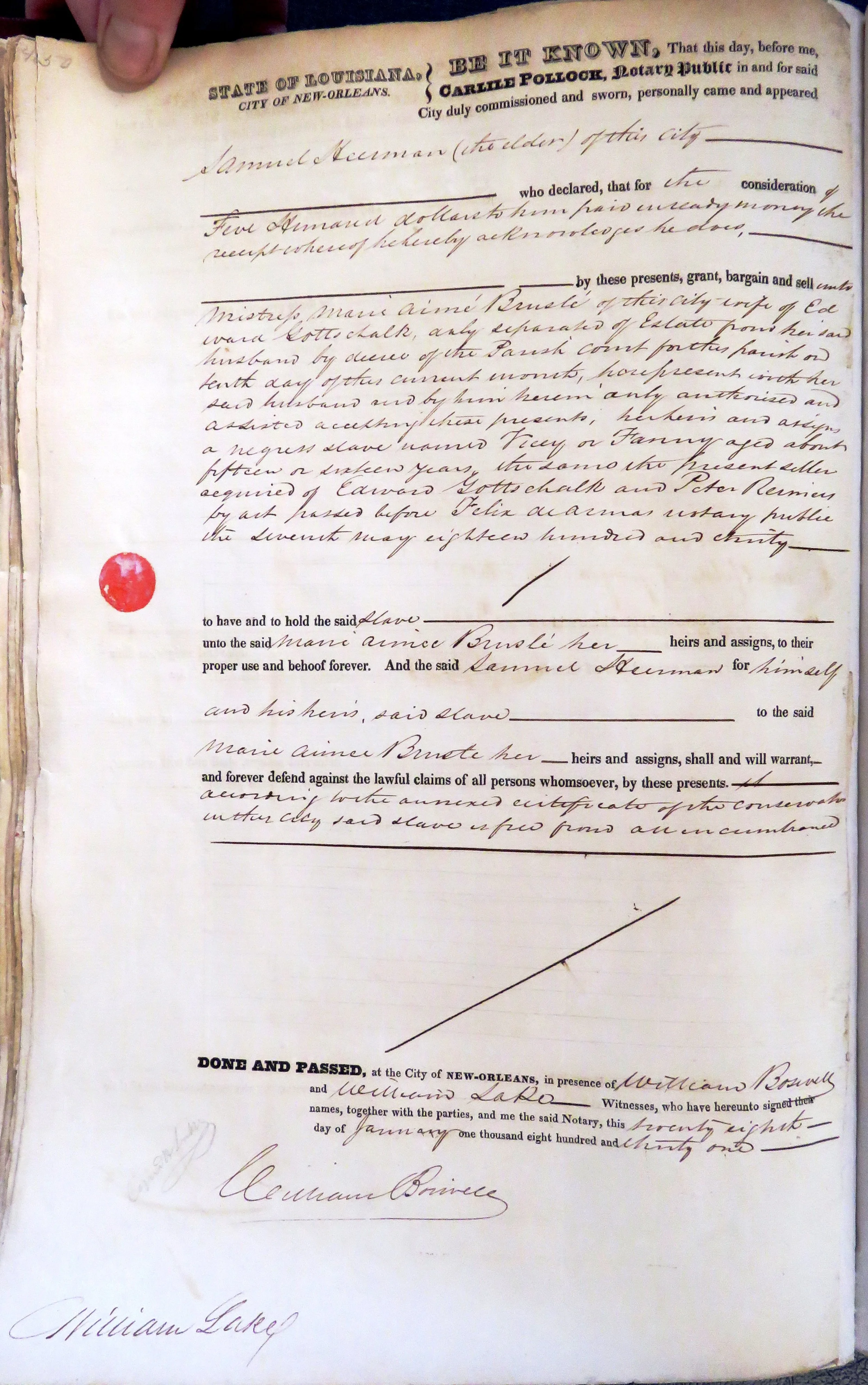 1831-01-28   Pollock, Carlile. 1831 Jan 28th. Vol 34, Page 50 (1 of 1).JPG