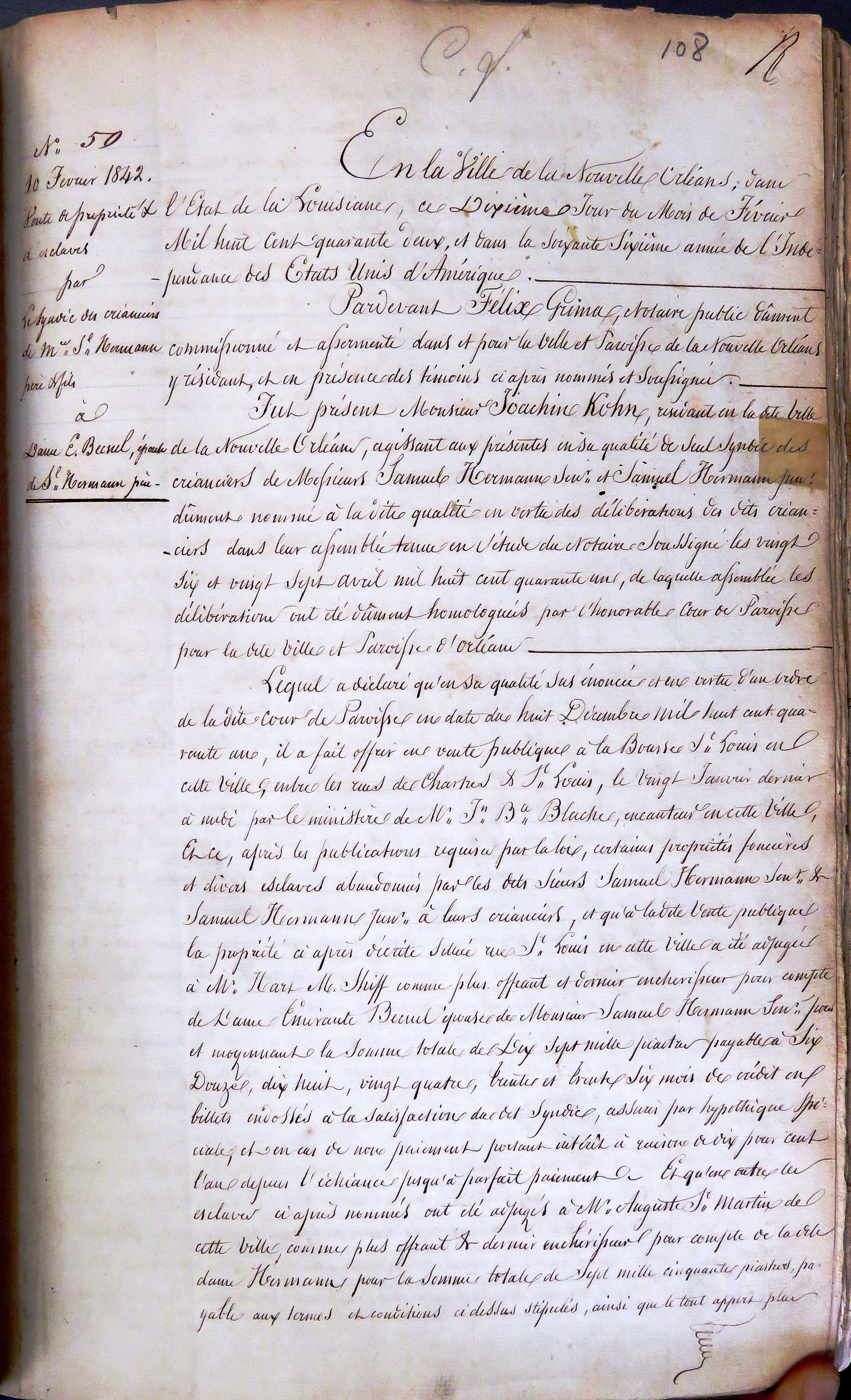 1842-02-10   Grima, Felix. 1842 Feb 10th. Vol 36, Act 50 (1 of 4).JPG