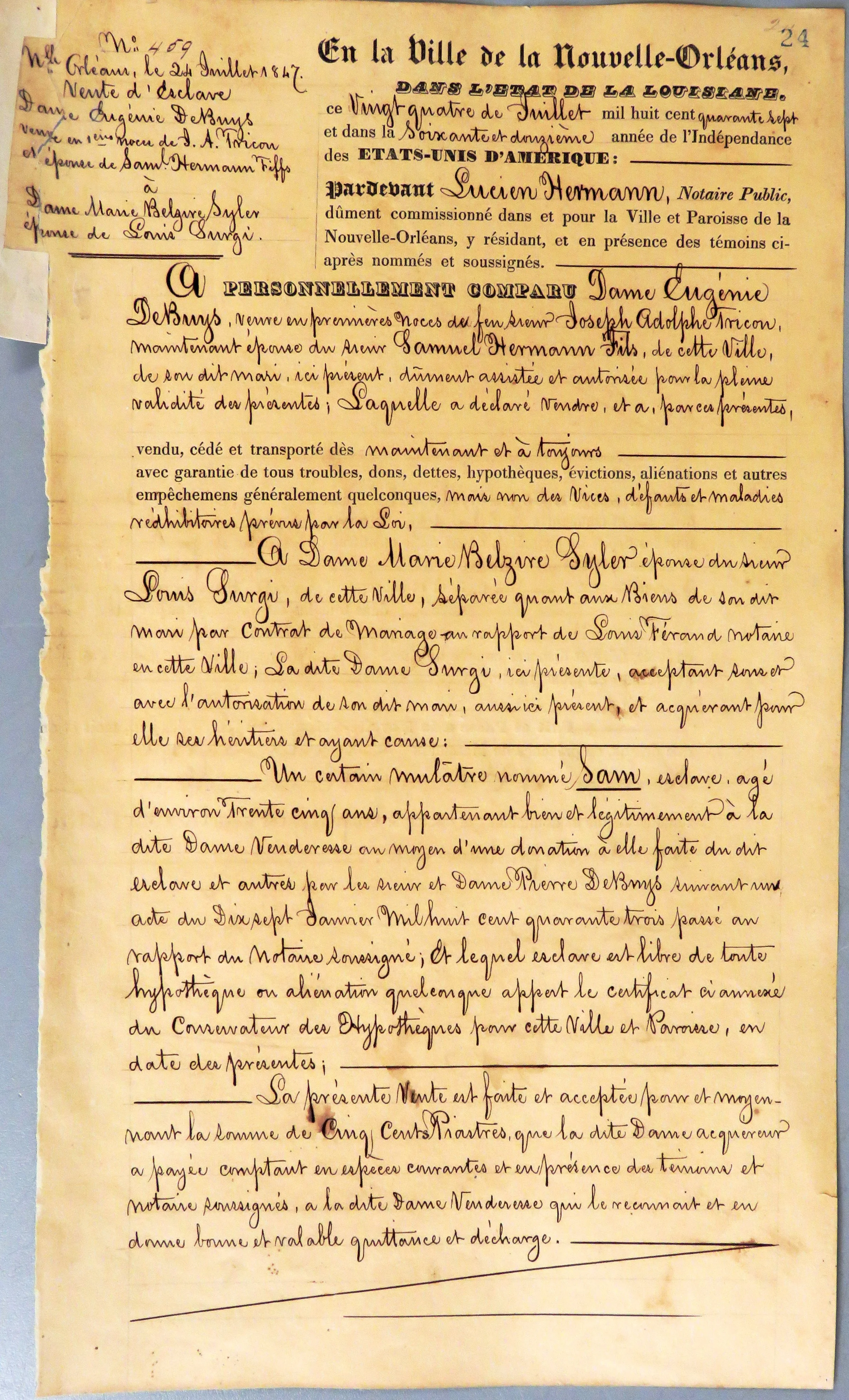 1847-07-24   Hermann, Lucien. 1847 Jul 24th. Vol 16, Act 459 (1 of 2).JPG
