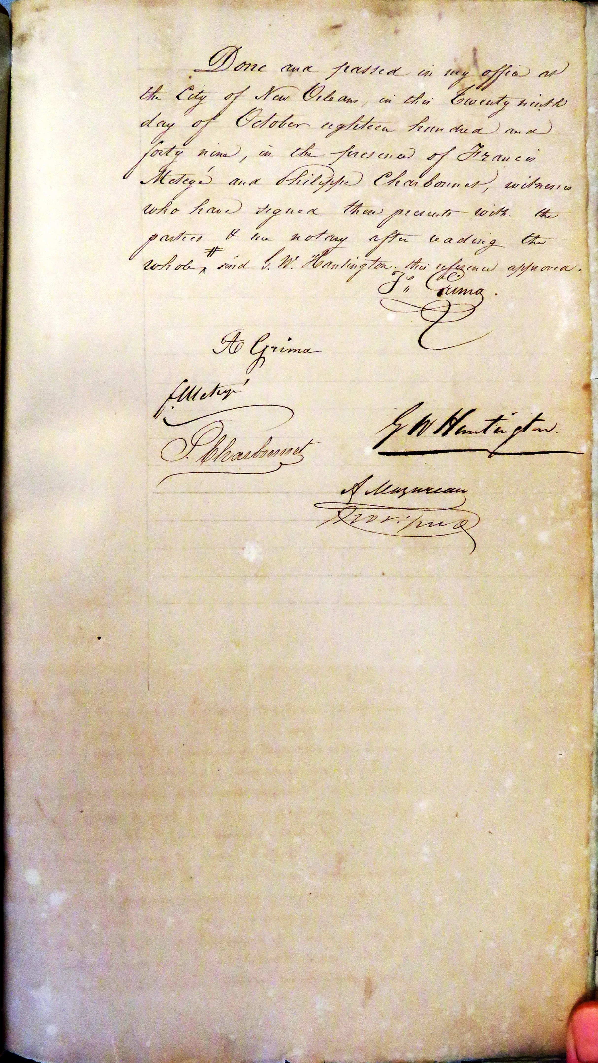1849-10-29   Mazureau, Adolphe. 1849 Oct 29th. Vol 36, Act 296 (3 of 3).JPG