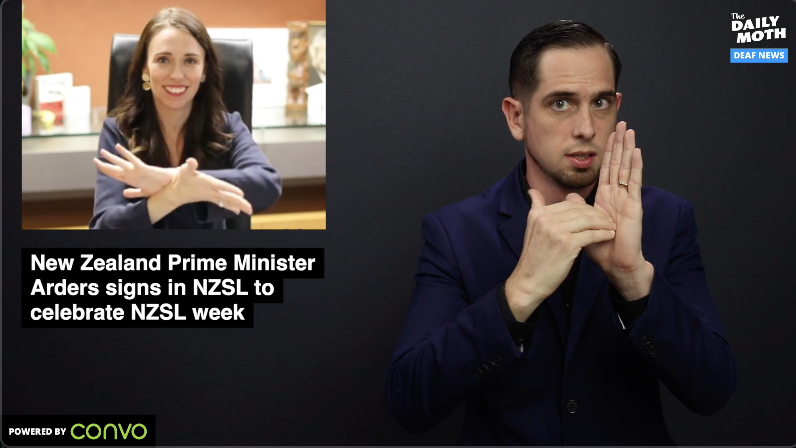 New Zealand Prime Minister Ardern signs in NZSL to celebrate NZSL week