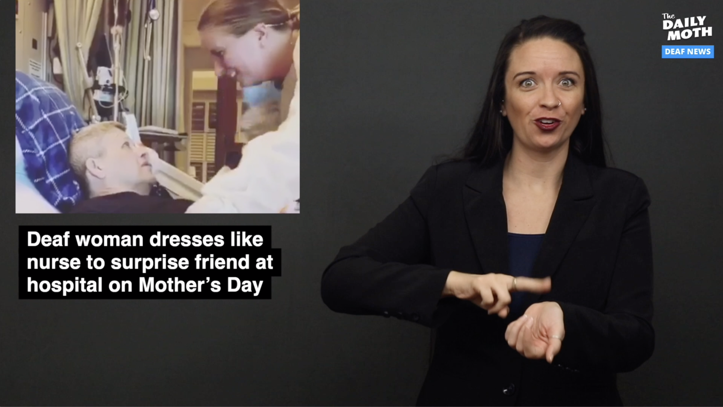 Deaf woman dresses like nurse to surprise friend at hospital on Mother’s Day