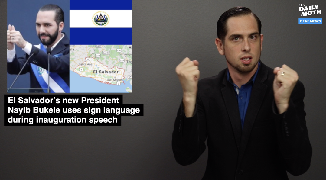 El Salvador’s new President Nayib Bukele uses sign language during inauguration speech
