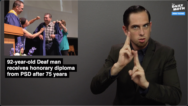 92-year-old Deaf man receives honorary diploma from PSD after 75 years