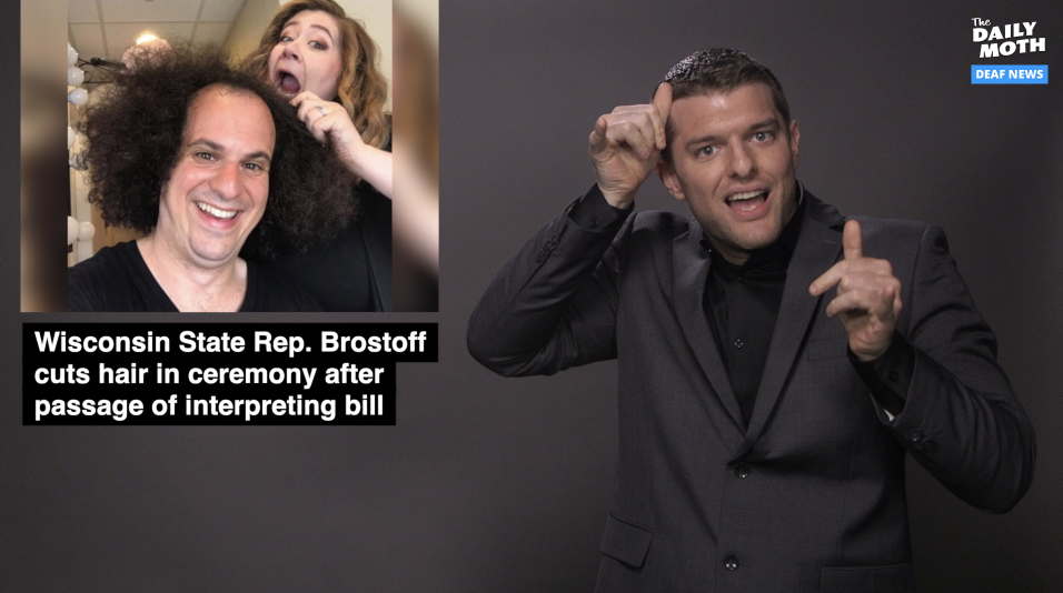 Wisconsin State Rep. Brostoff cuts hair in ceremony after passage of interpreting bill