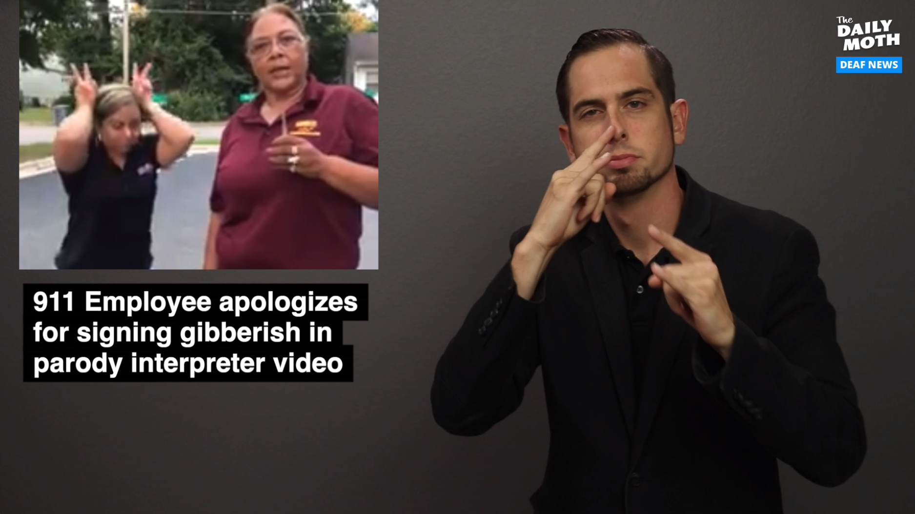 911 Employee apologizes for signing gibberish in parody interpreter video