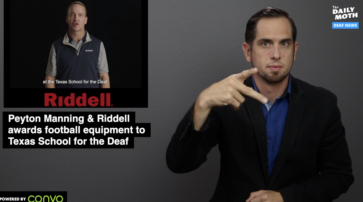 Peyton Manning, Riddell award football equipment to Texas School for the Deaf 