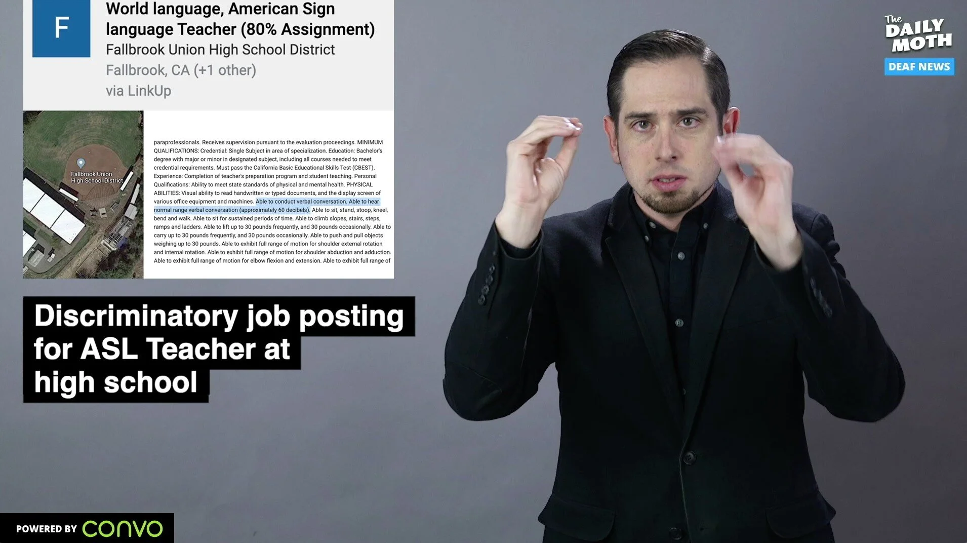 Discriminatory job posting for ASL Teacher at high school