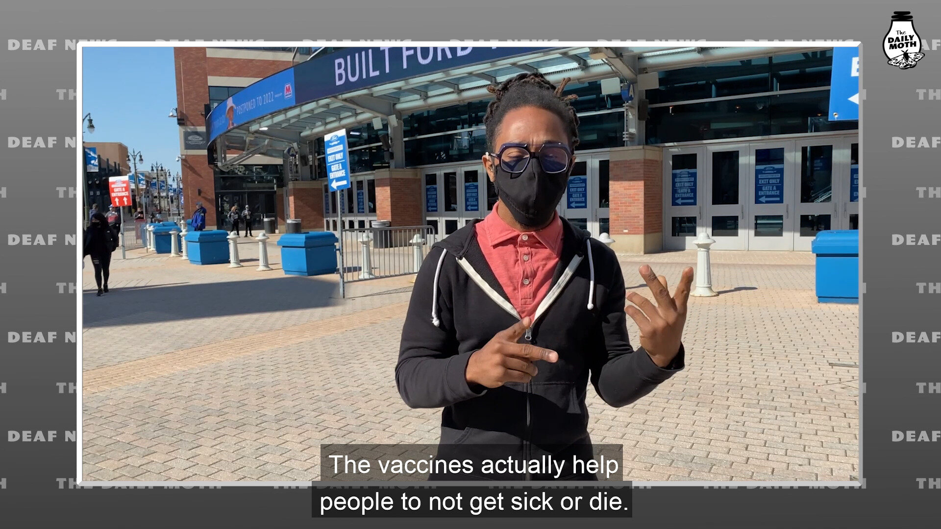 Deaf man gets Covid-19 vaccine at Ford Field