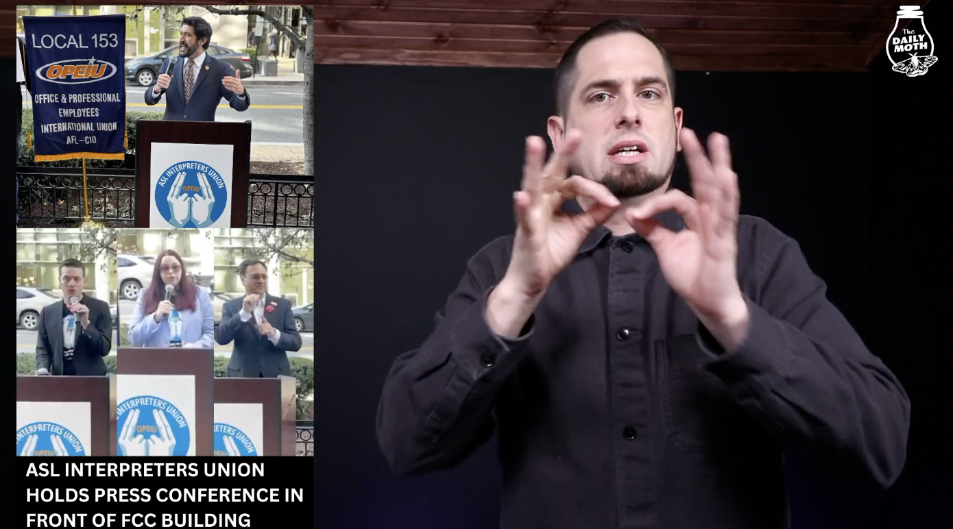 ASL Interpreters Union holds press conference in front of FCC building 
