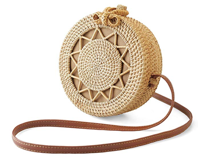 Handwoven Rattan Crossbody Bag