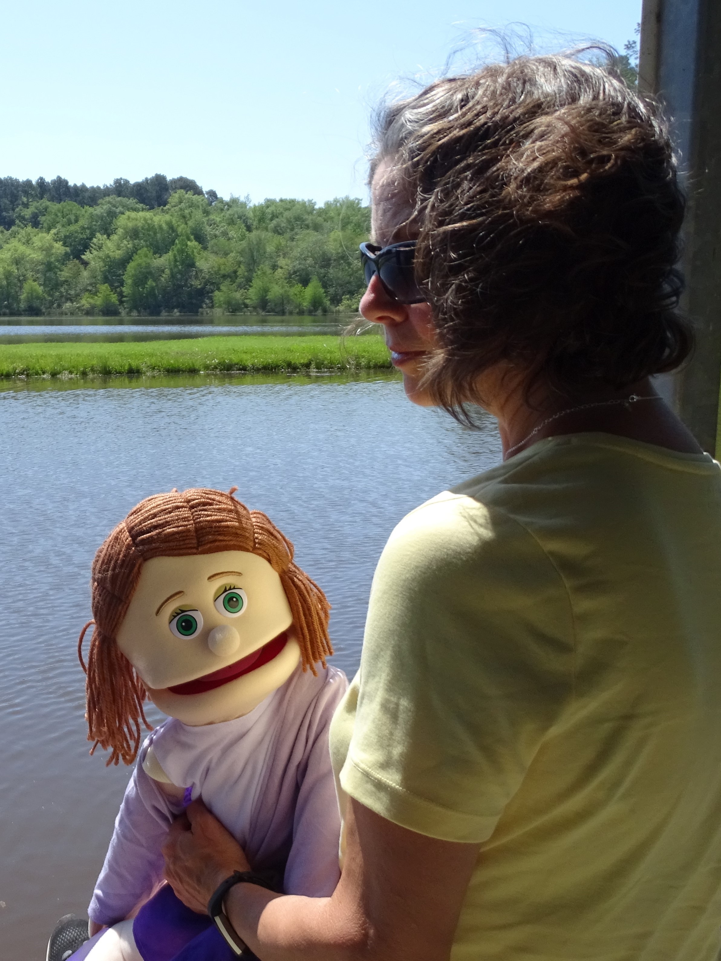  Linda and Arla sitting on the dock of the bay at White Oak Lake. 