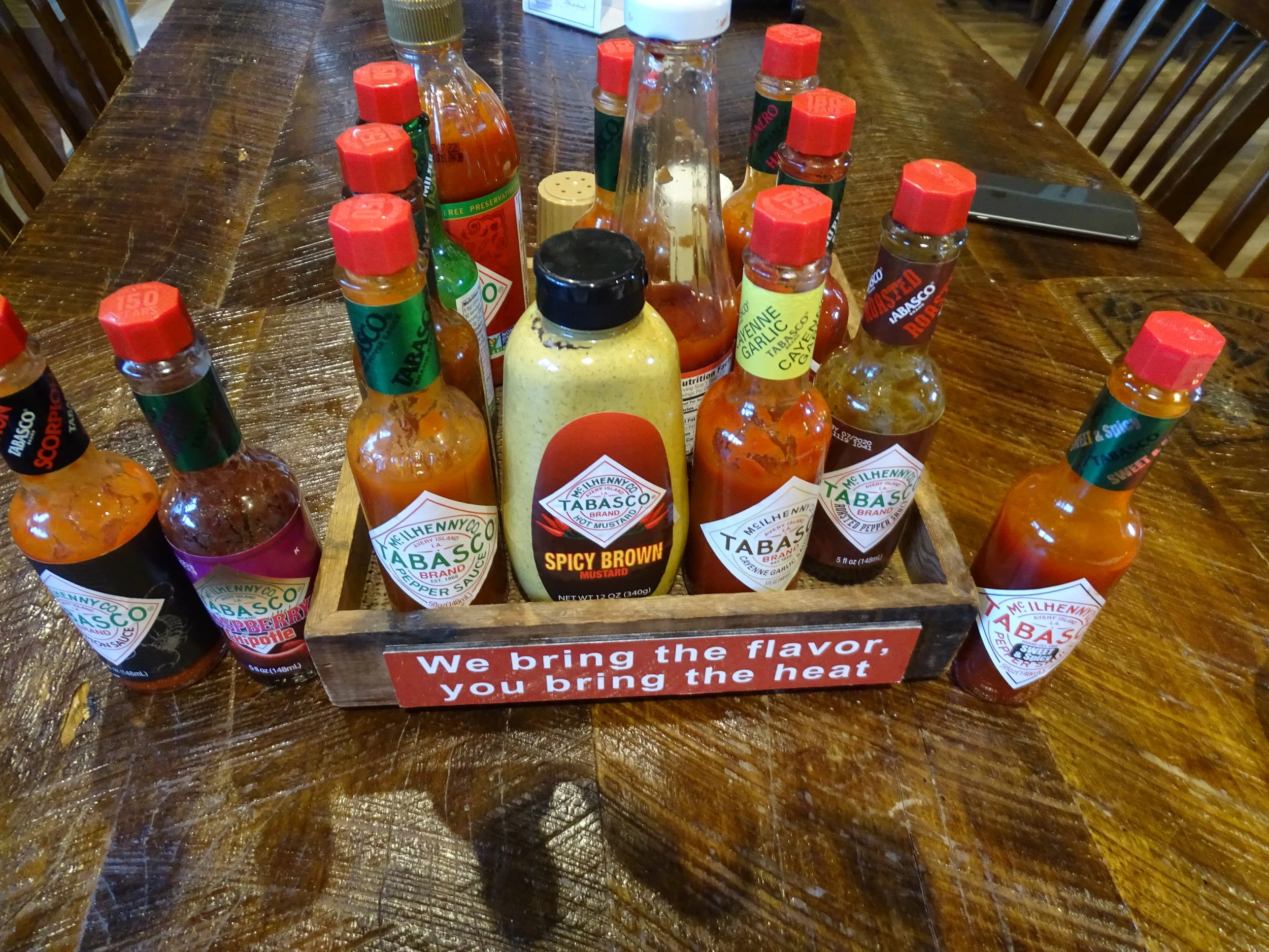  Restaurant 1868 serves flavorful food seasoned with Tabasco Original Red and more heat can be added at the table. 