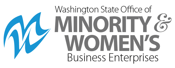 Certification badge from the Washington State Office of Minority and Women's Business Enterprises