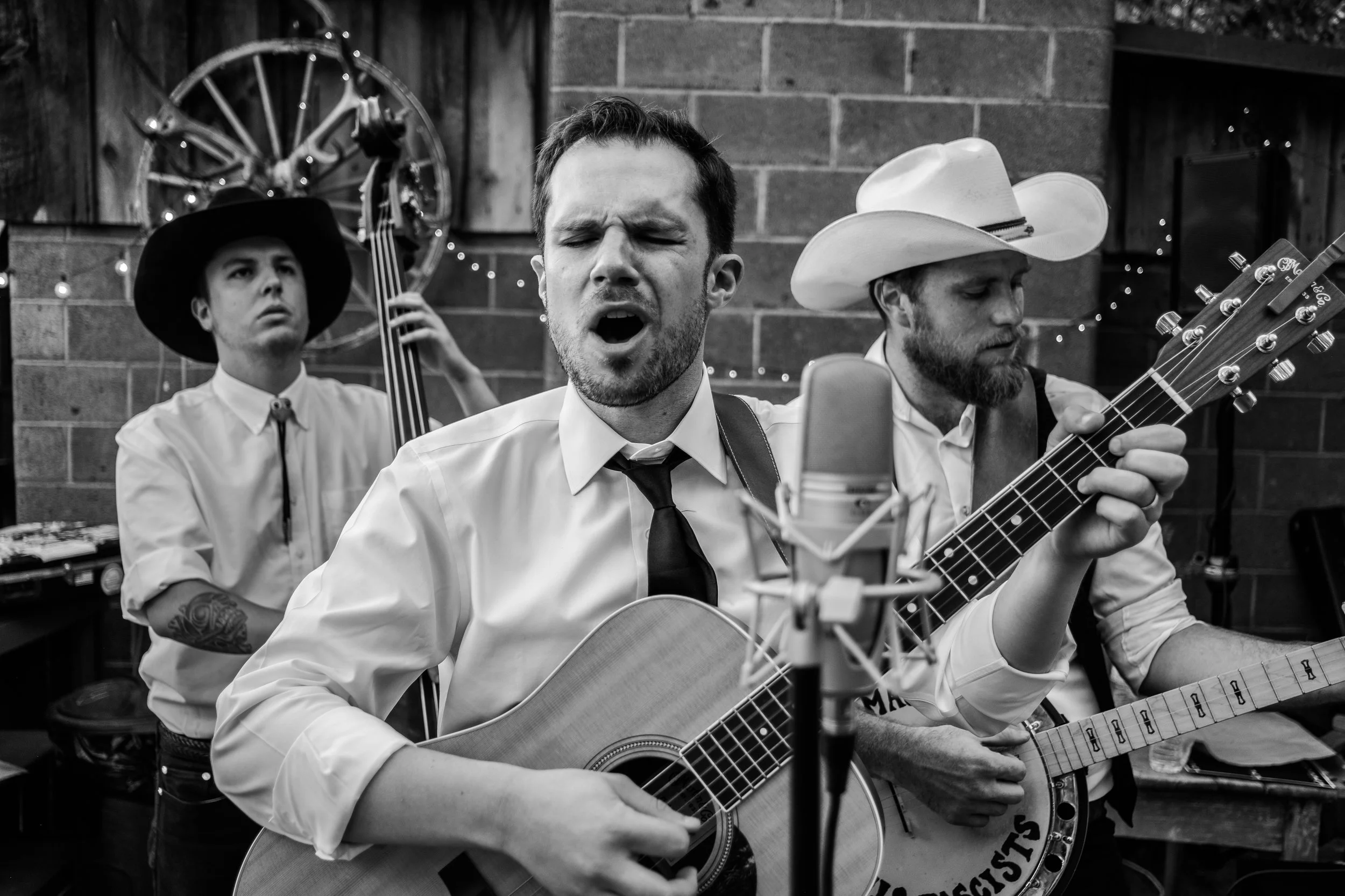  We had a wedding lined up at a farm in Cle Ellum, Washington. I worked with the photographer and explained what shots angles and lighting we were working for. Knowing we would use the pictures for our upcoming album I also coordinated our outfits in