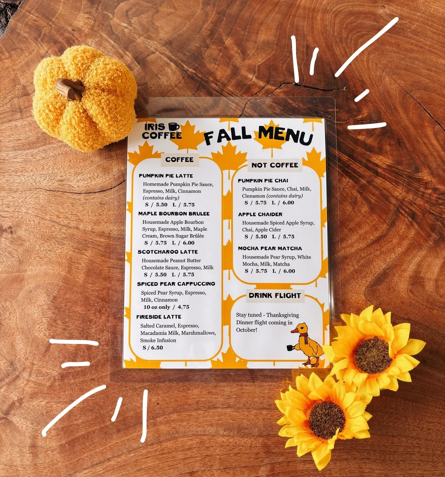 All the fall feels in the form of coffee - available now! 
 #fallmenu #pumpkinspice #fallcoffee
