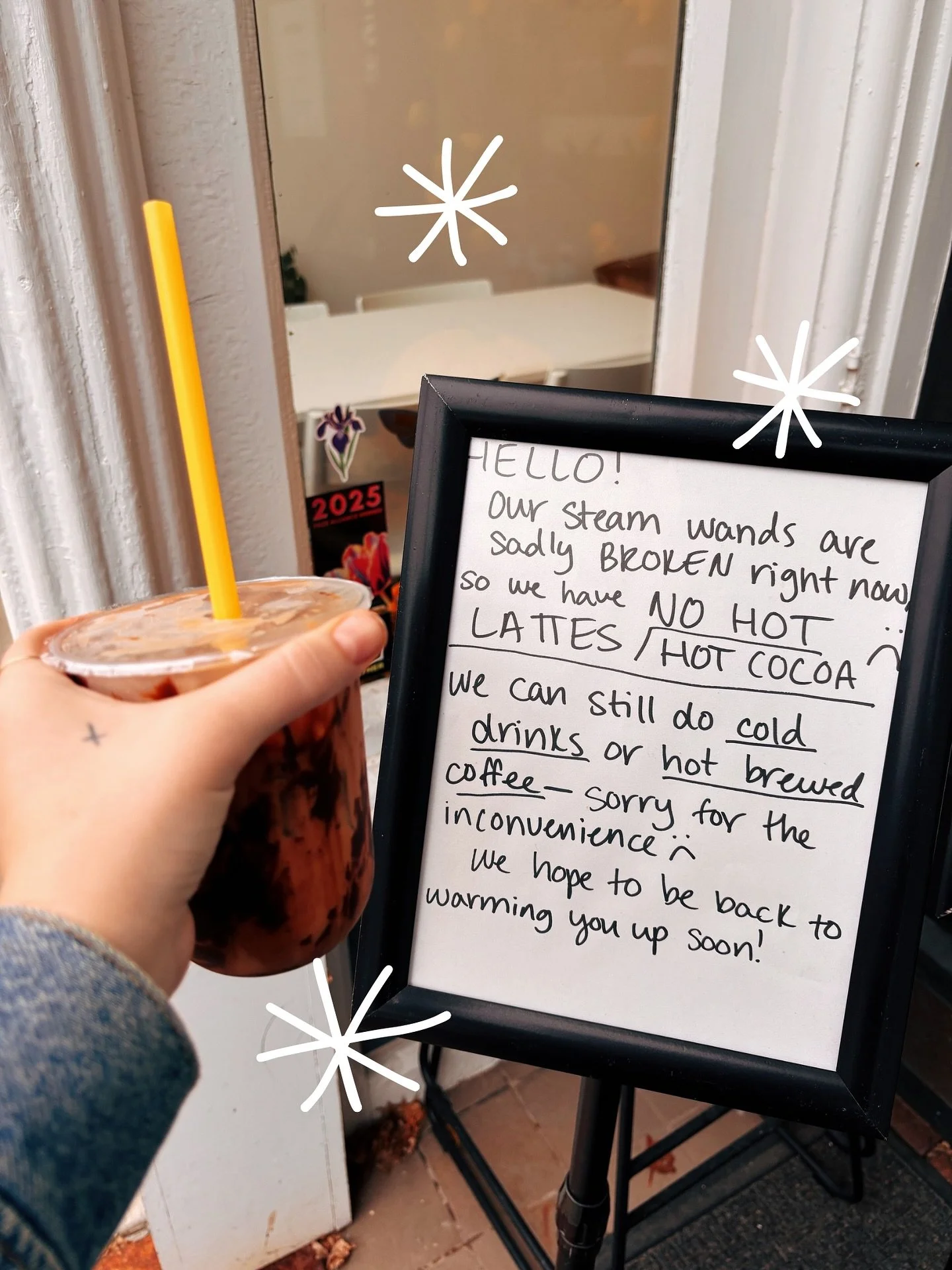Our steam wands have decided to take the day off today :( We got to the shop and they aren&rsquo;t working, so we won&rsquo;t be able to make hot lattes for the time being. We can still do cold drinks or hot brewed coffee/americanos. So sorry for the