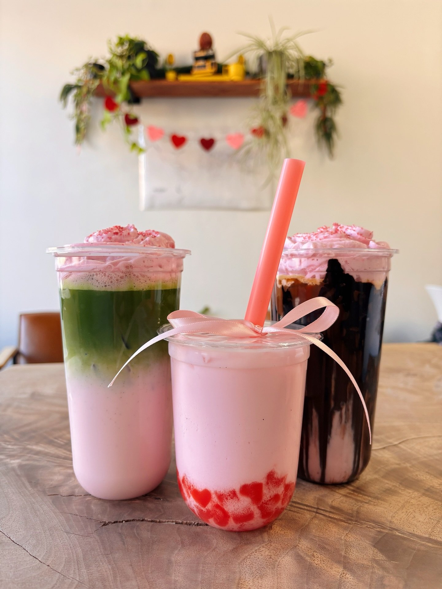 we were gonna launch these starting February 1, but I think we could use a lil love right now - and it&rsquo;s close enough to February, right?? cute pink drinks available at Iris now 💕