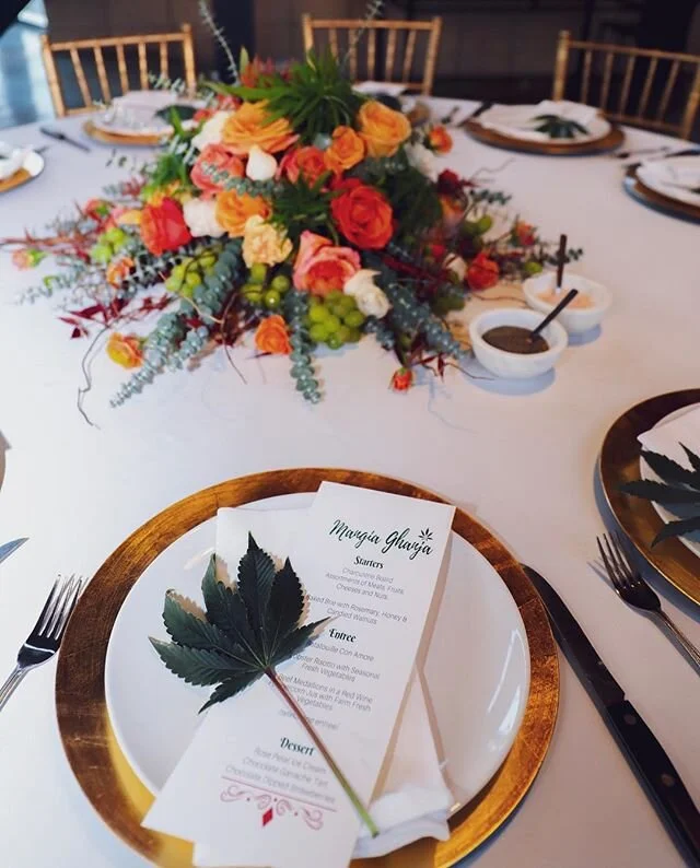 Aesthetics play a significant role when it comes to the plan and design of any event. ✨ Incorporating cannabis into your event creates a sophisticated image that still represents a laid back, relaxed vibe. Are you looking to make your next gathering elegant and beautiful with the help of your favorite plant? 🍁 We&rsquo;re here to help ☺️
.
.
.
.
.
#elevatedengagements #mangiaghanja #thc #cbd #cannabis #cannabisevents #infusedmeals #elevate #educate #eliminate #infuseddinner #weedstagram