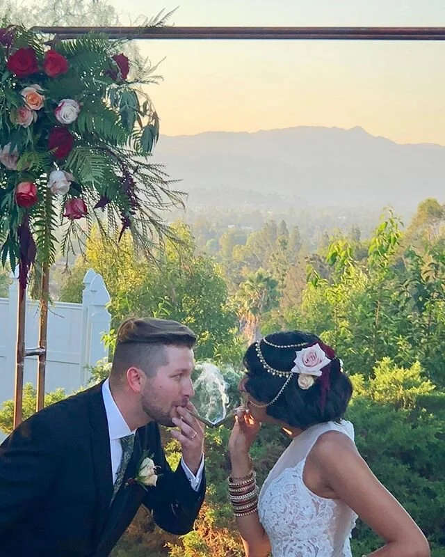 A glimpse of our future! 🍁
. .
.
.
#elevatedweddings #elevatedengagements #cannabiswedding #budbar #cannabis #wedding #smokewithme #sparksfly #lookintomyeyes #coupleswhosmoketogetherstaytogether #cannabisculture #donthatejimmy #yournext  @theflowerdaddy @hakunasupply @flavrxtracts @ogjackiemarie @nbcla @nbcnightlynews @jimmykimmel