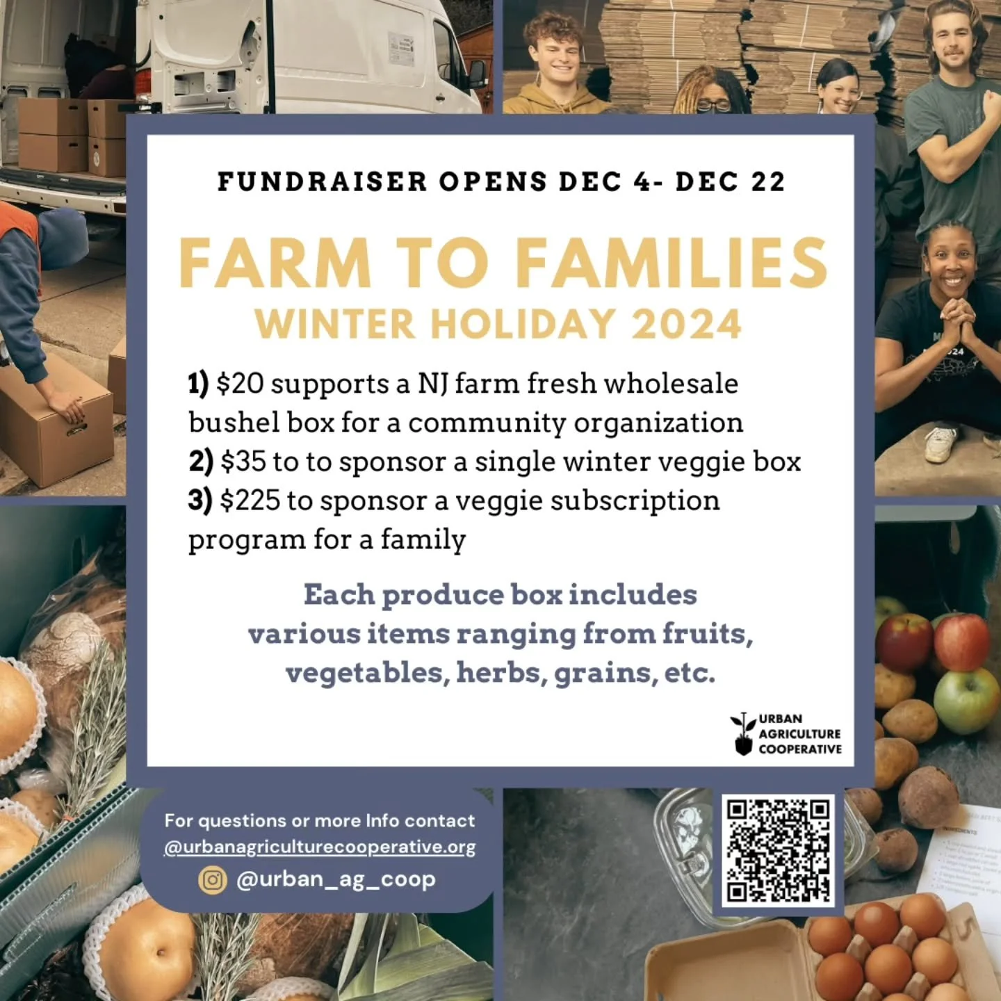 Our annual fall fundraiser to support winter food access for families and local non profit partners! Use the QR code, Link in Bio, or urbanagcoop.market