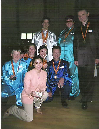 Grandmaster Cheng along with students from her Connecticut school after a sucessful Tai Chi tournament.