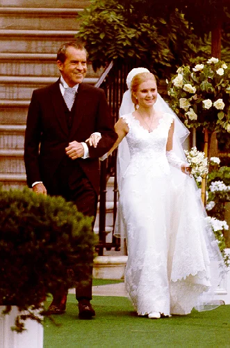 President Nixon and his daughter Tricia on her wedding day