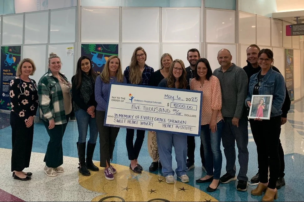 Sweet Heart Winery Presents Donation to Children’s Hospital Colorado in Memory of Everly Grace Snowden