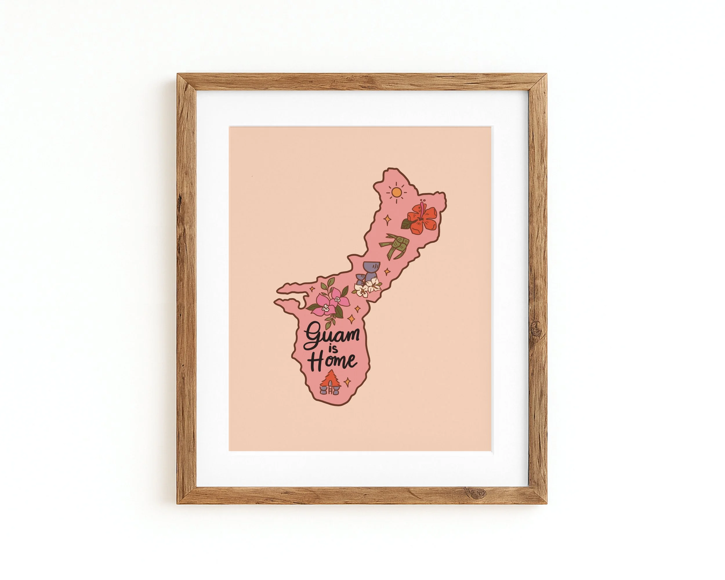 Pink Guam Island  Design Art Print | 8x10