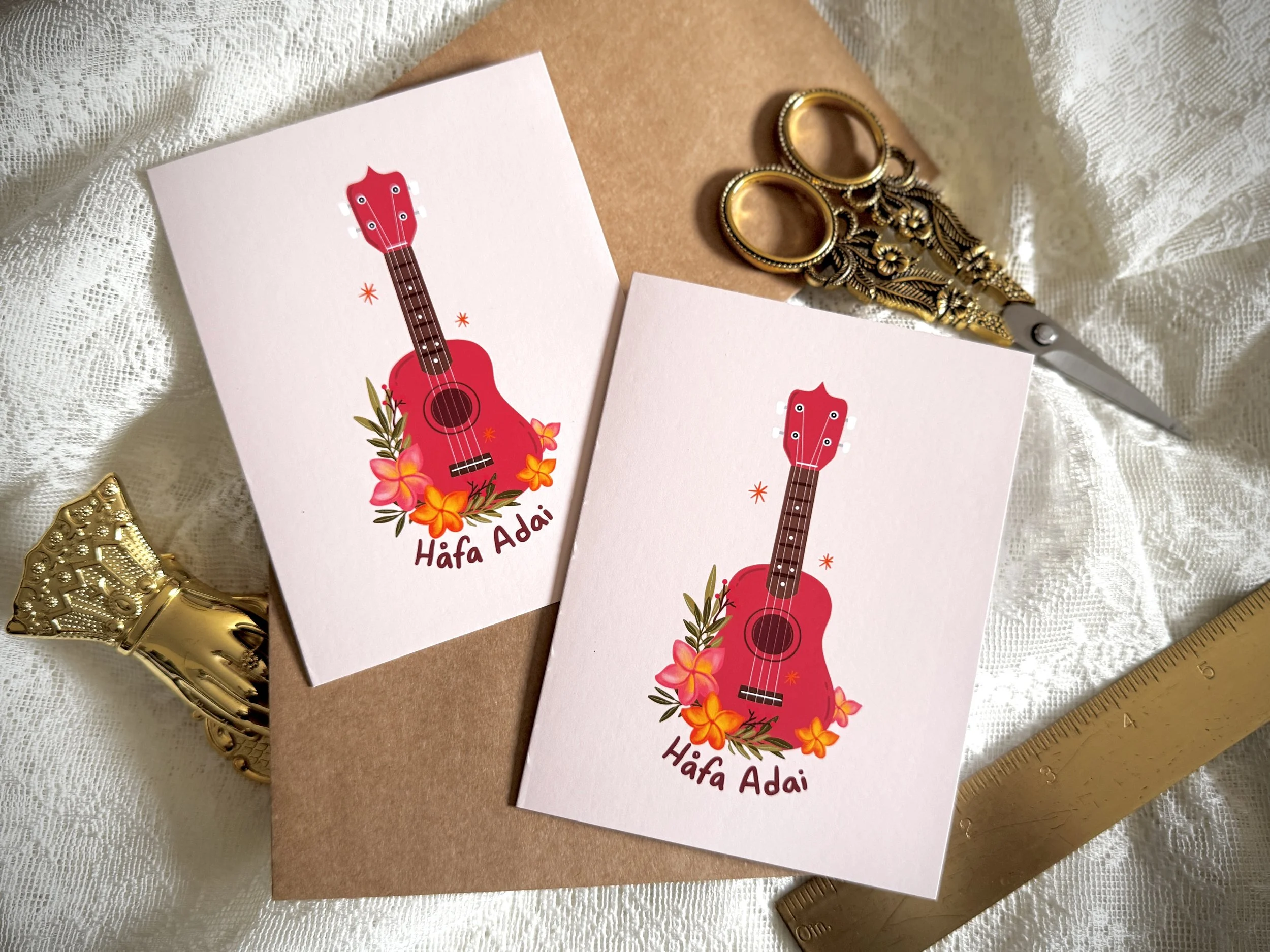 Ukulele Hafa Adai CHamoru Greeting Card