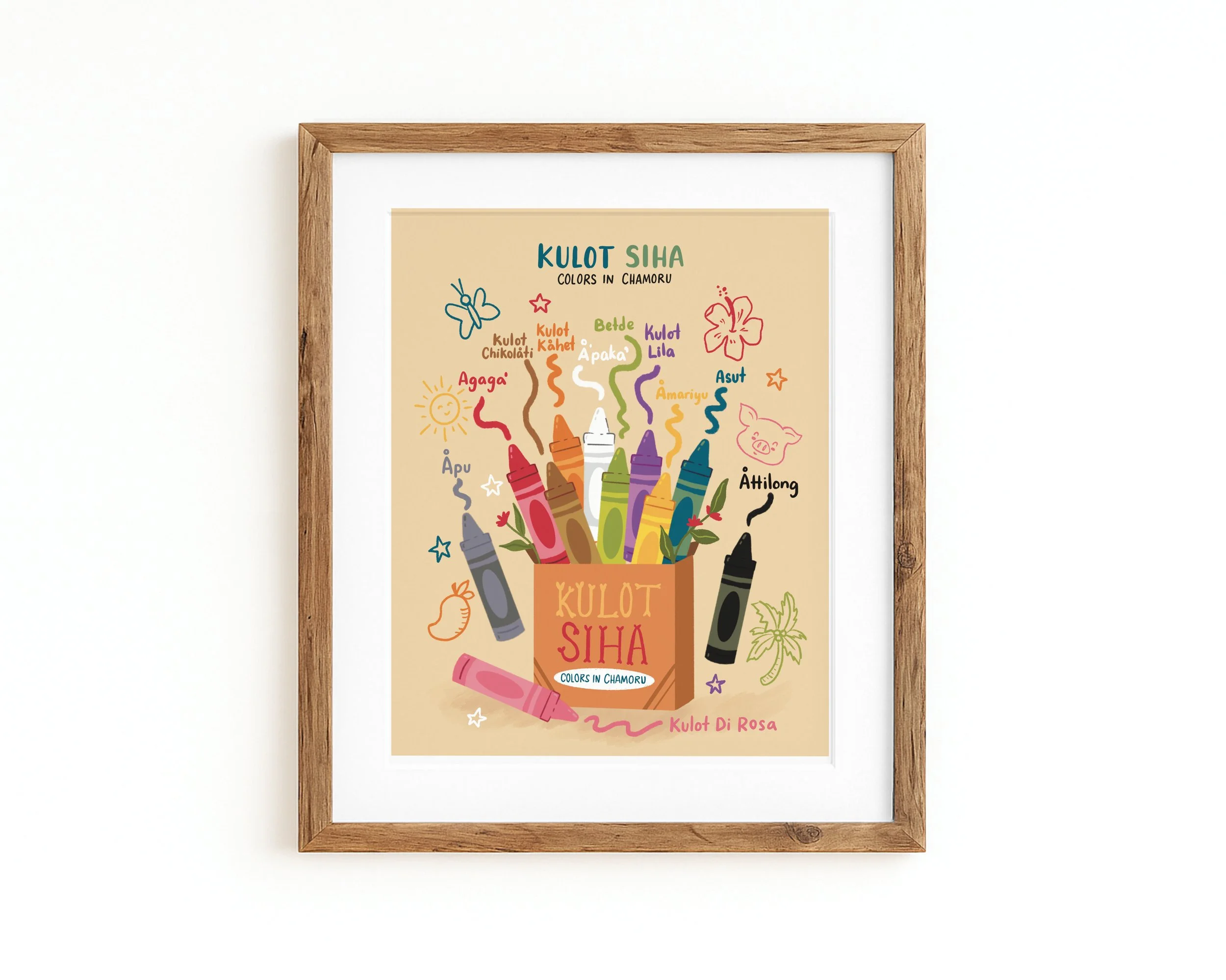 Kulot Siha Colors in CHamoru Art Print 8x10 | Chamorro Language Poster | Guam Cultural Wall Art | Chamoru Kids Learning Print
