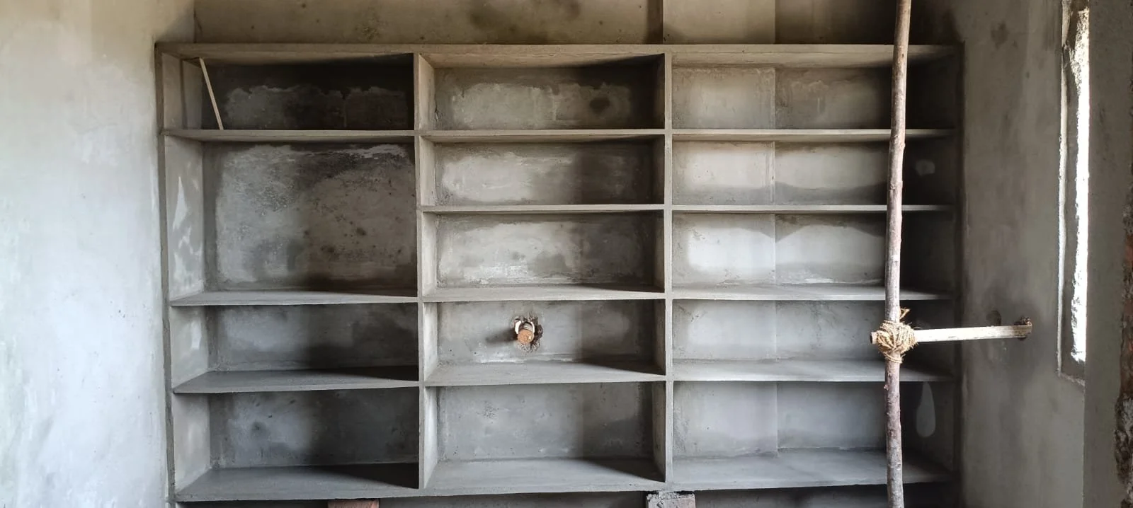 Shelving in an apartment.