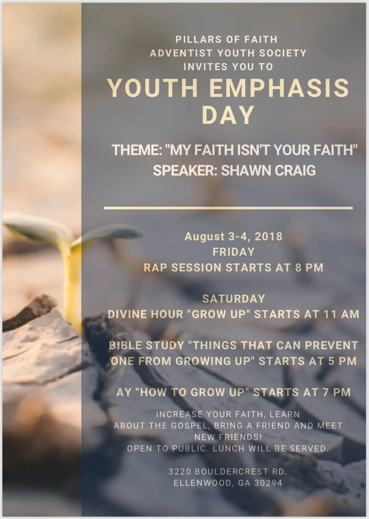 Youth Emphasis Day — Atlanta Pillars of Faith Seventh-Day