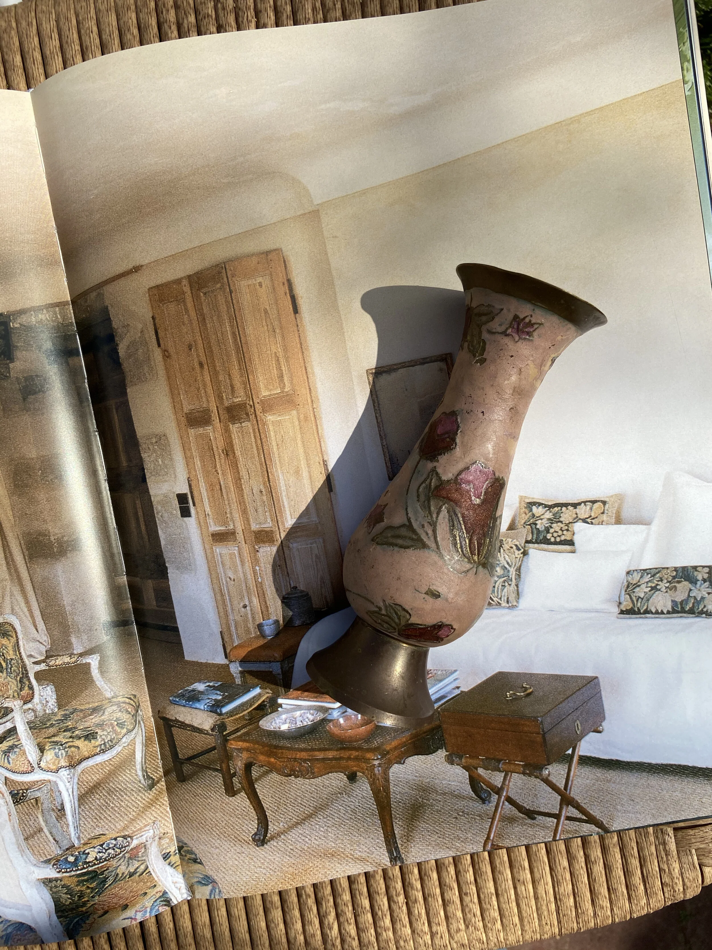 Hand Painted Brass Flower Vase